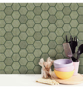 Olive Green Peel And Stick Wall Tile | Hexagon Kitchen Backsplash Tiles | Self Adhesive Tiles For Home Décor